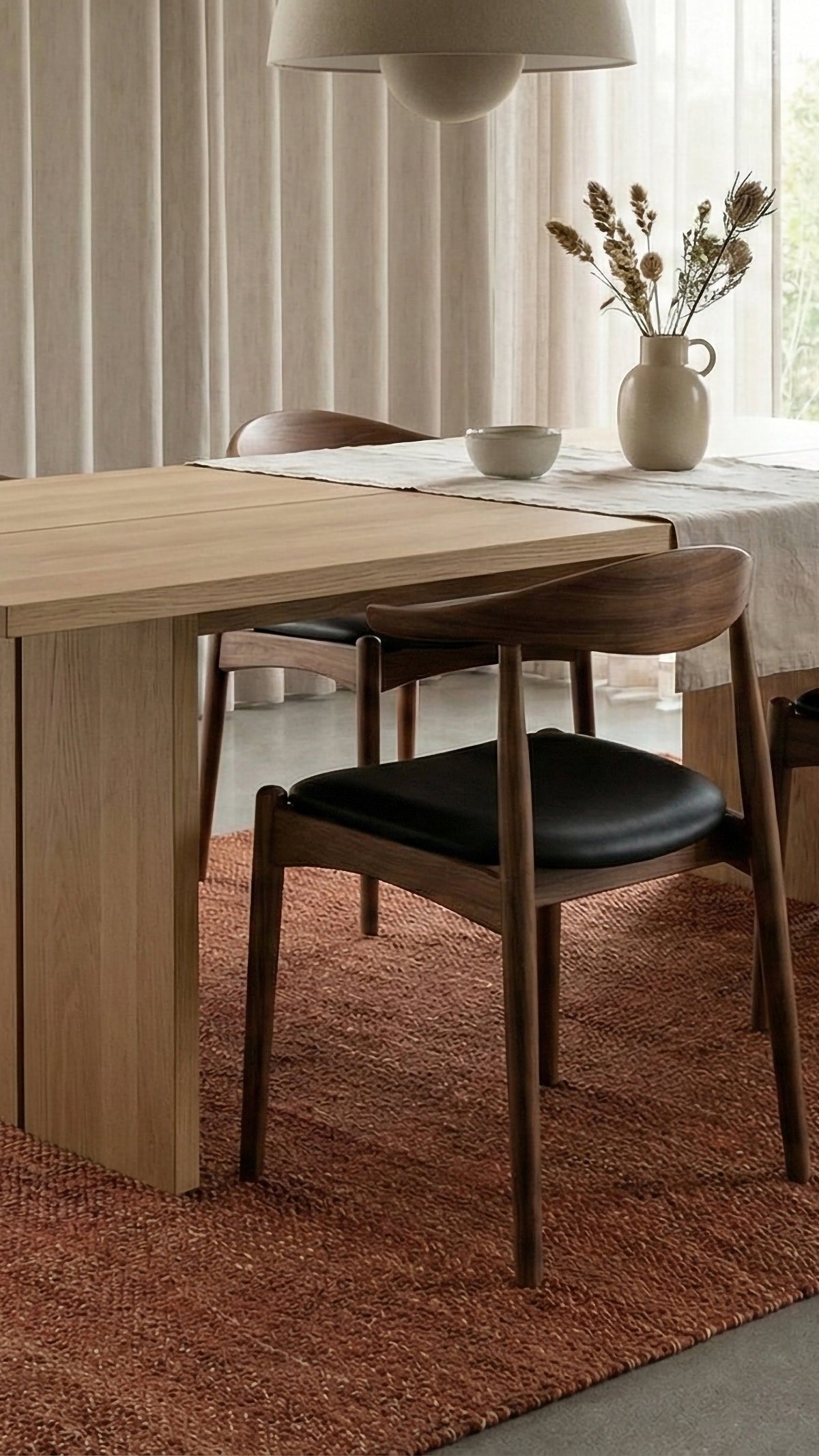 Jute Rug placed in dining area